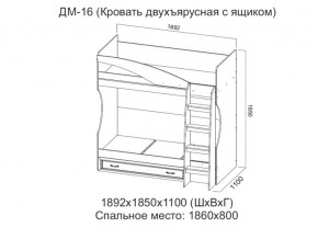 ДМ-16 Кровать двухъярусная с ящиком в Златоусте - zlatoust.магазин96.com | фото