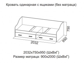 Кровать одинарная с ящиками (Без матраца 0,9*2,0) в Златоусте - zlatoust.магазин96.com | фото